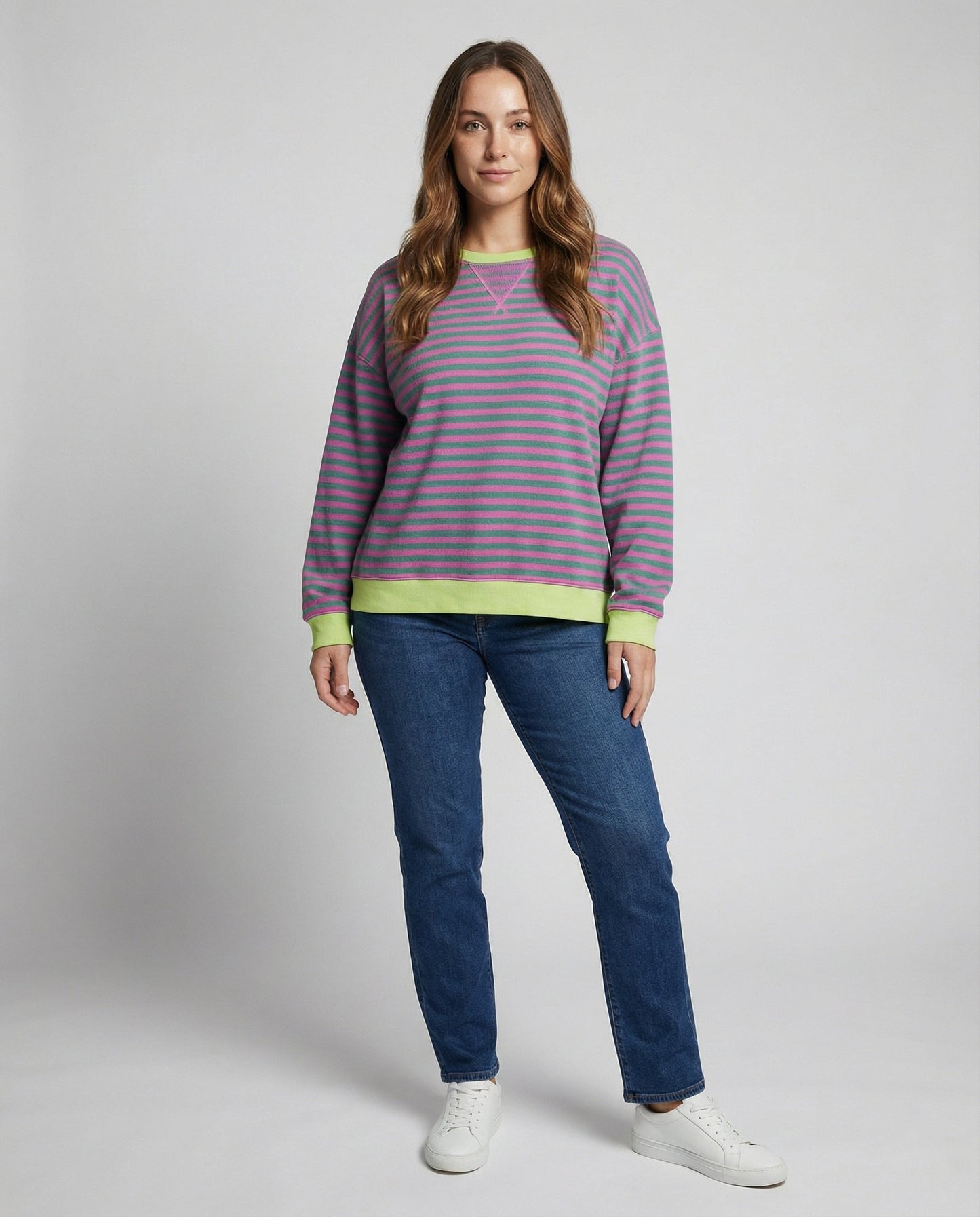 Damen Oversized Pullover Streifen Merino