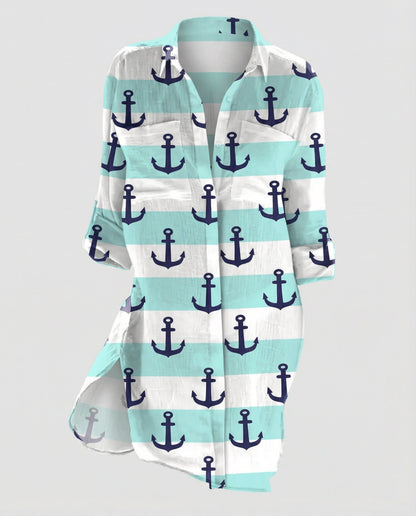 Damen Strandbluse Langarm Leicht