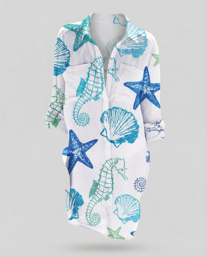Damen Strandbluse Langarm Leicht