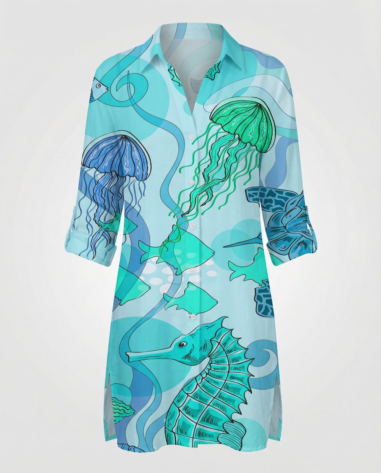 Damen Strandbluse Langarm Leicht