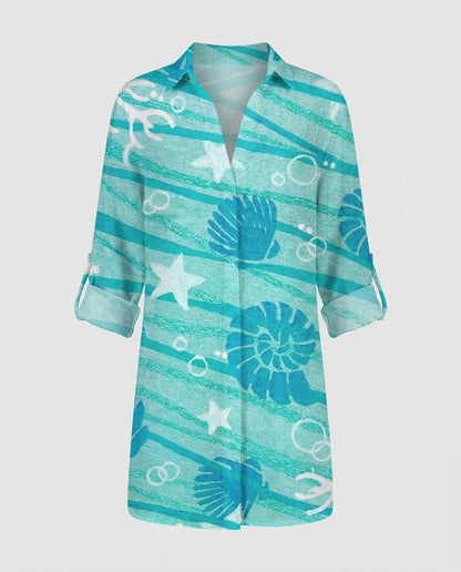 Damen Strandbluse Langarm Leicht
