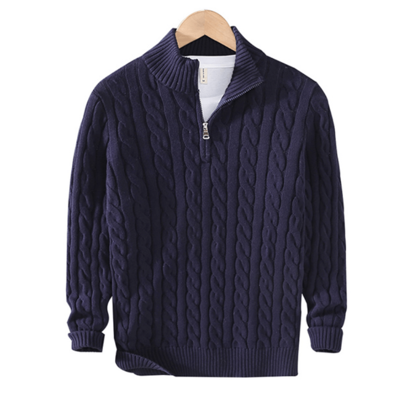 Calvin Herren Strickpullover Kabelstrick Reißverschluss Klassisch - Norvielle