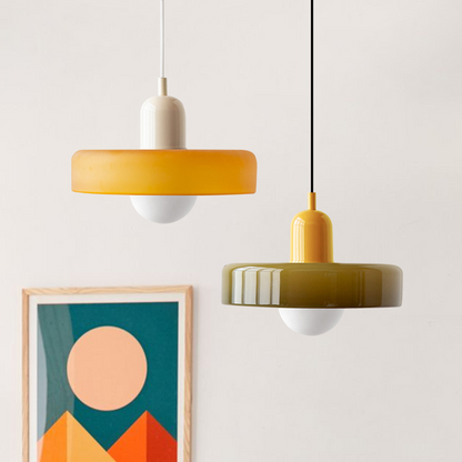 Bauhaus Pendelleuchte Farbiges Glas