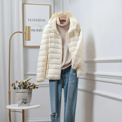 Damen Daunenjacke Mit Kapuze Reißverschluss