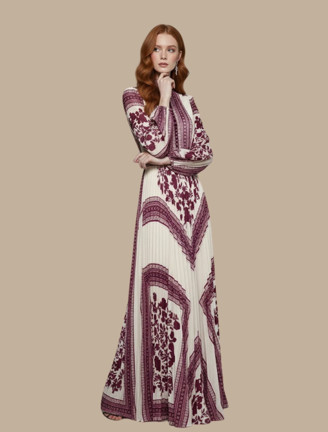 Damen Maxi-Abendkleid Plissiert Schwarz - Norvielle