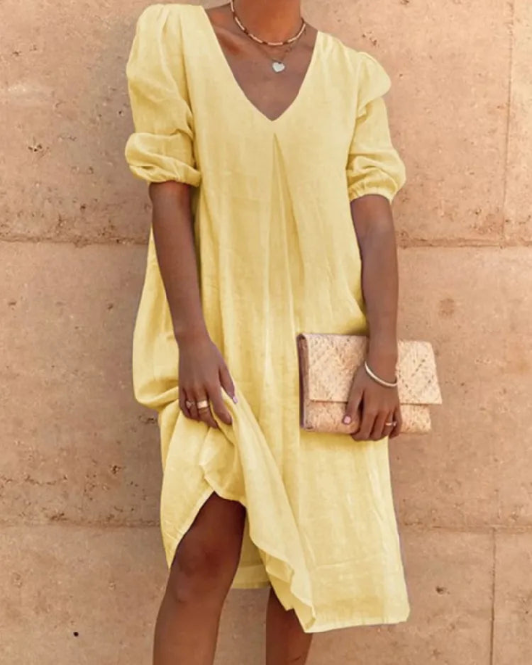 Damen Midi Kleid Luftig Sommerkleid