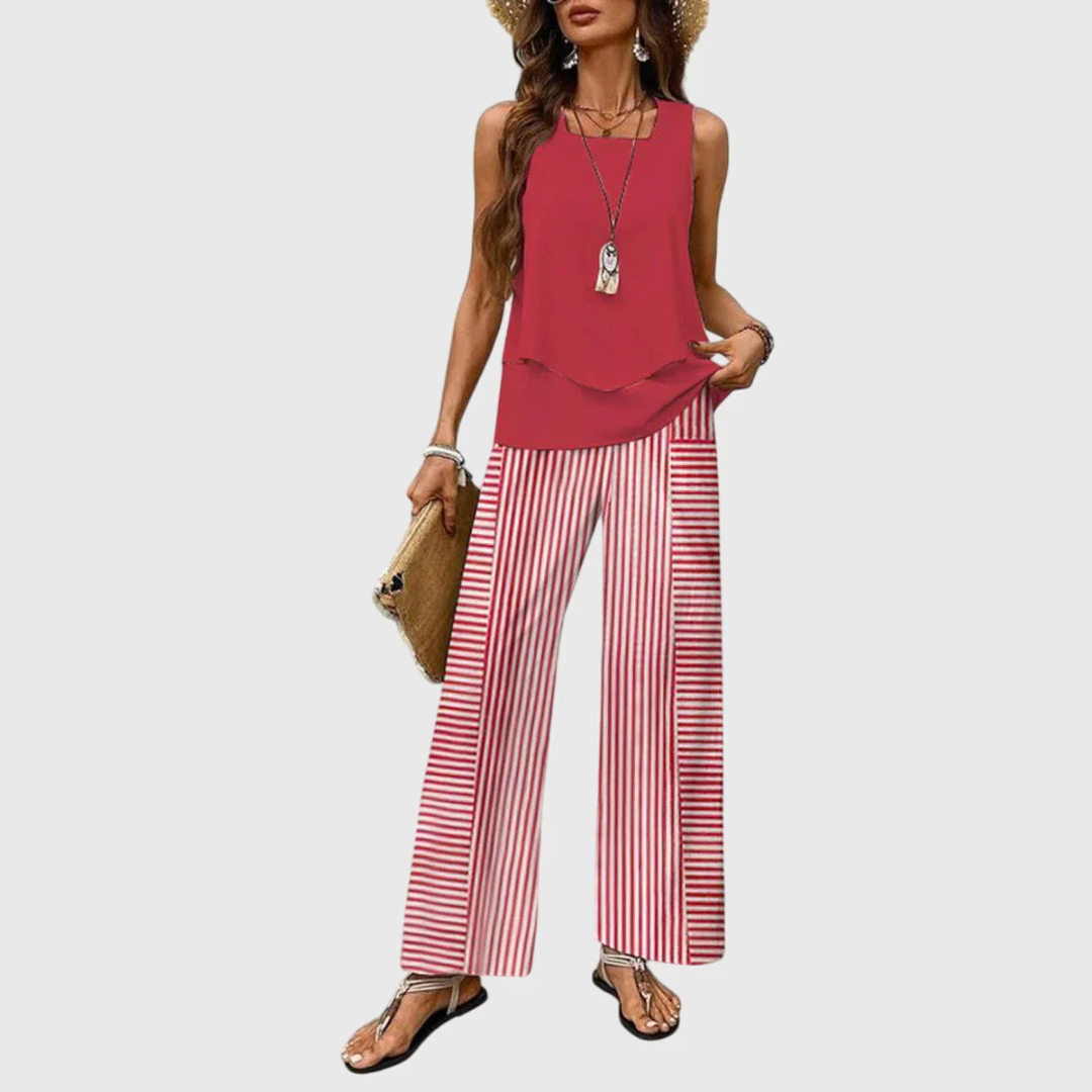 Damen Zweiteiler Hose Set Weite Bein