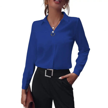 Damen Bluse Klassischer Kragen Lange Ärmel