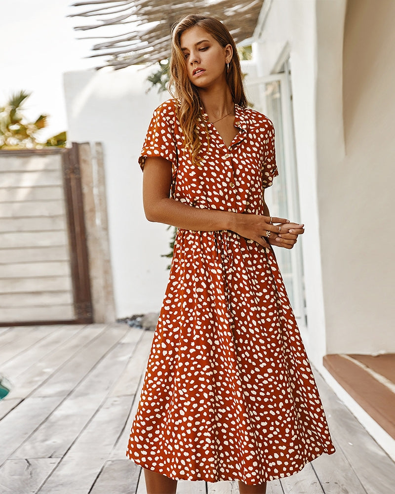 Molly Damen Kurzarmkleid mit Kragen