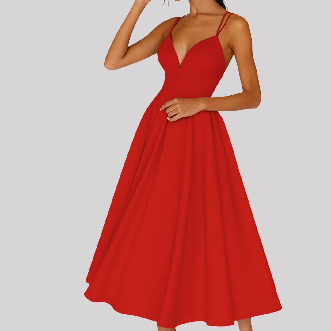 Regine Damen Trägerkleid Midi Hochzeitsgastkleid - Norvielle