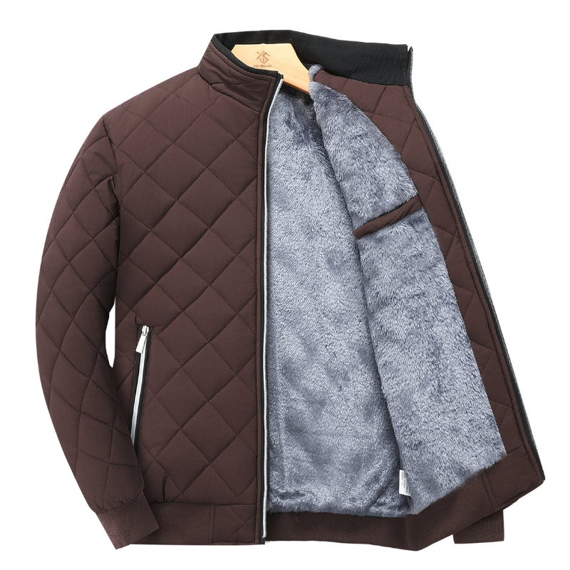 Herren Fleecejacke Stehkragen Reißverschluss Warm Beige - Norvielle