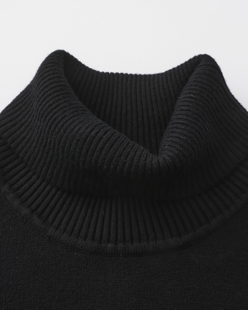 Herren Rollkragen Strickpullover Slim Fit Grau