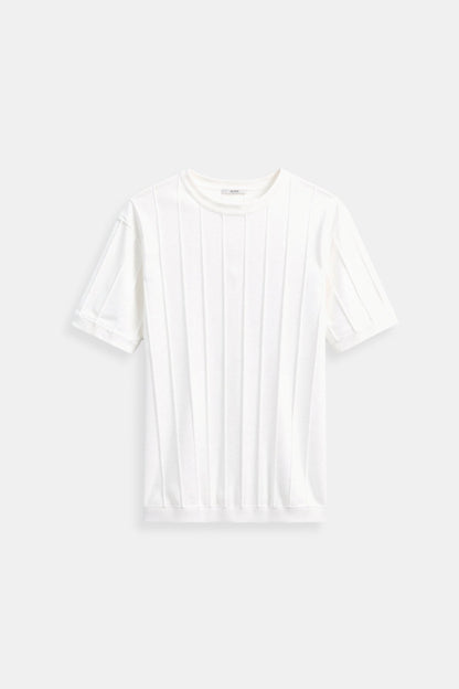 Herren Gestreiftes T-Shirt O-Hals Baumwolle Classic Schwarz-Weiß - Norvielle