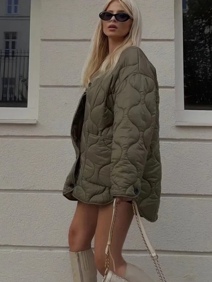 Damen Steppjacke mit Knöpfen