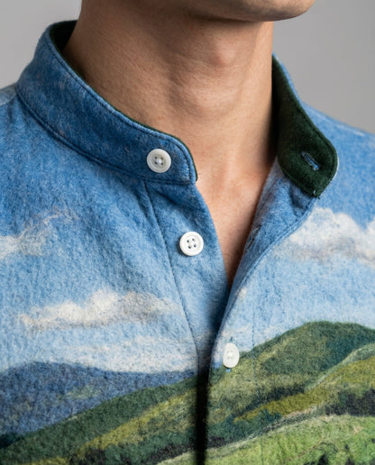 Kapuzen-Cardigan mit Border Collie Motiv Baumwolle Beige