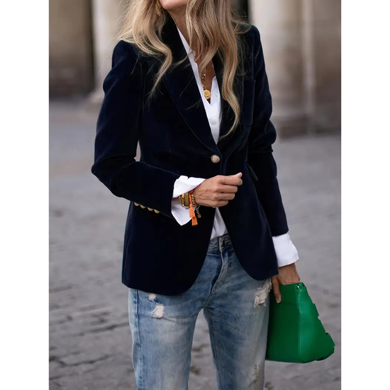 Norvielle Damen Blazer Samtvelour Casual