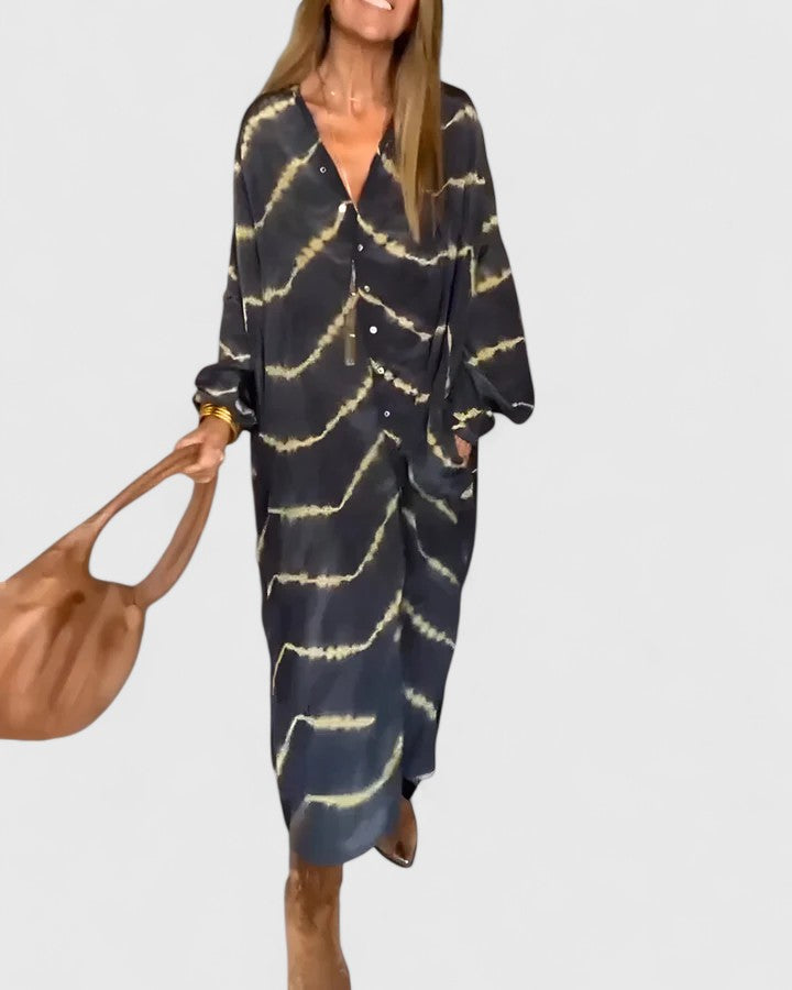 Damen Batik Hemdblusenkleid - Norvielle