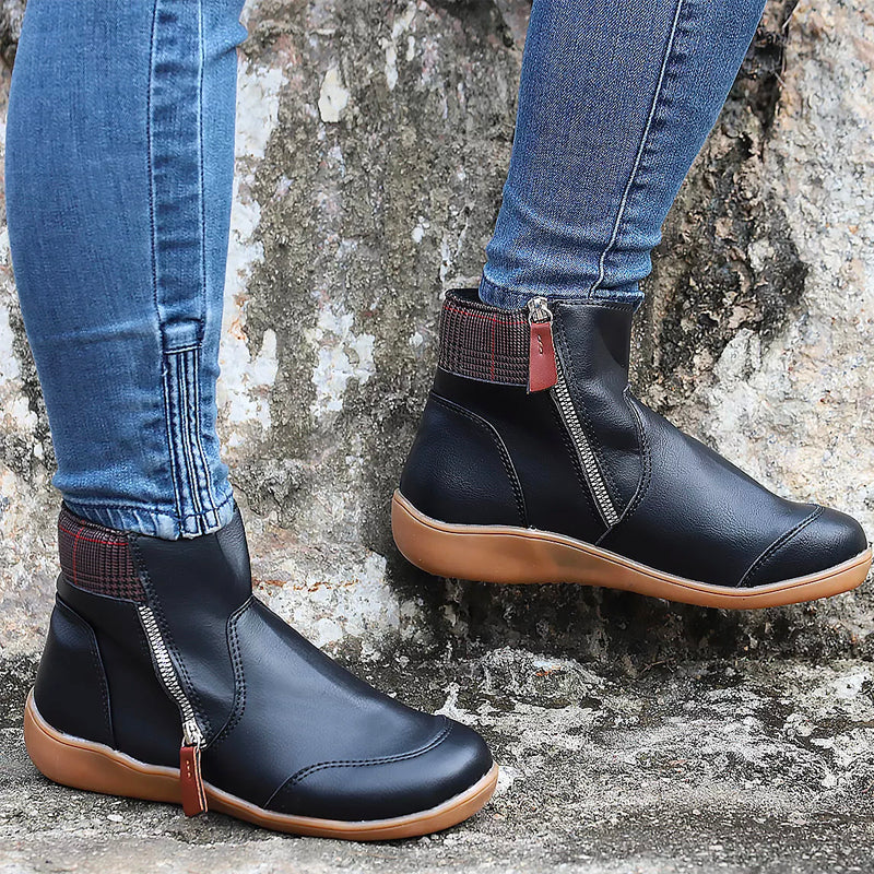 Damen Stiefeletten Leder Warm