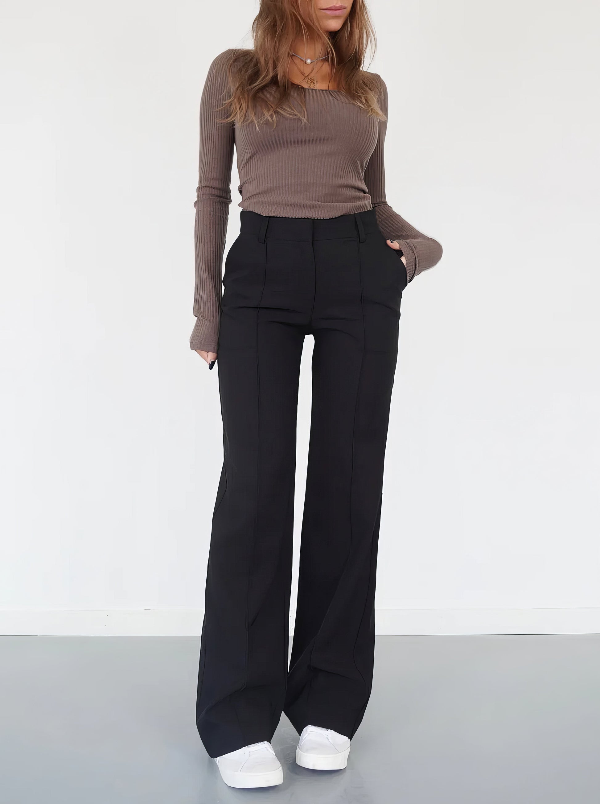 Damenhose Hohe Taille Gerade Beine - Norvielle