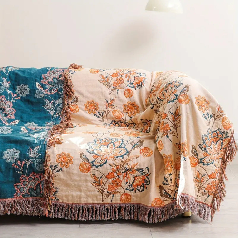 Rustikale Boho-Decke Gemütlich Wollig Braun - Norvielle