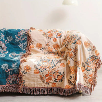 Rustikale Boho-Decke Gemütlich Wollig Braun - Norvielle