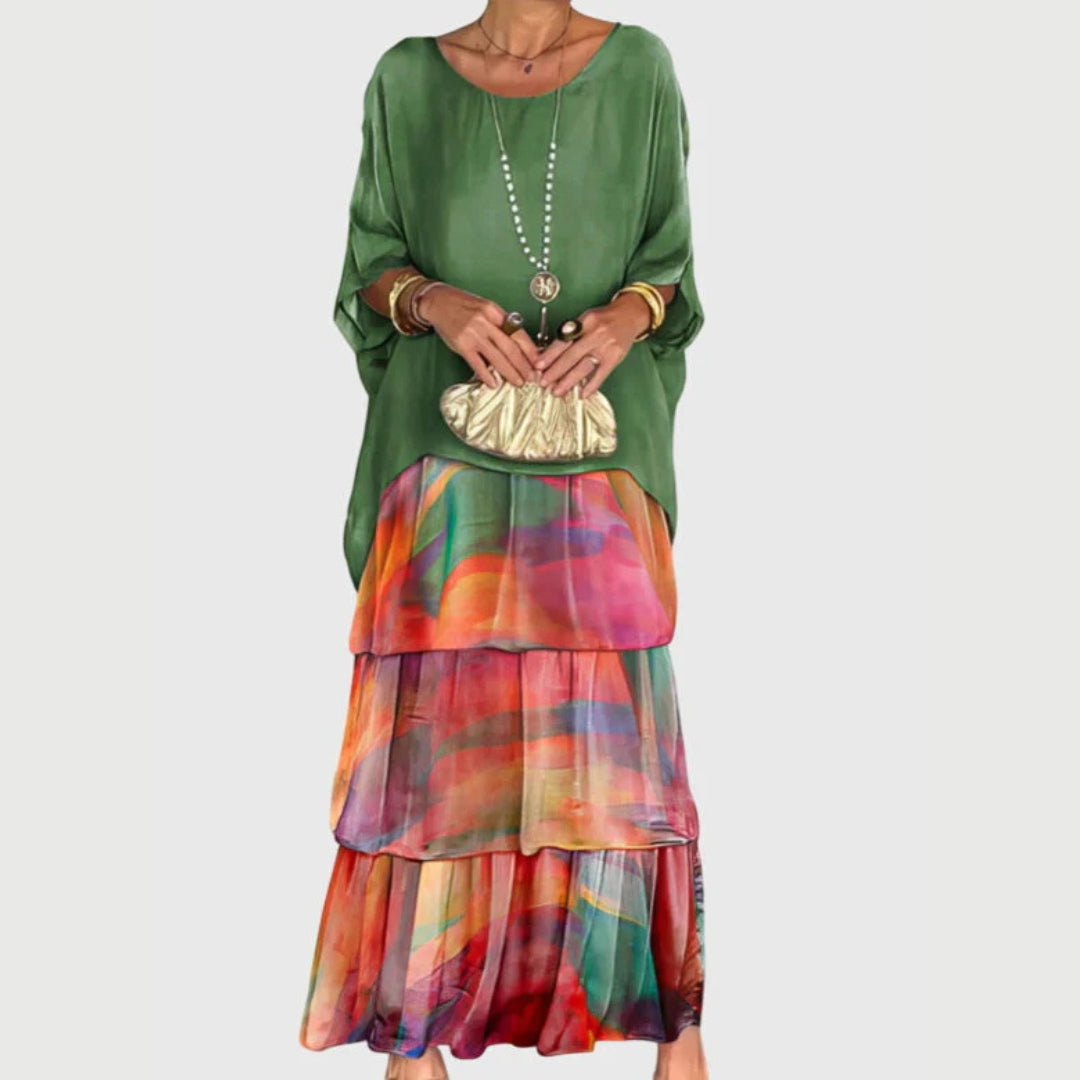 Damen Boho Maxikleid aus Shorts mit geschichteter Form - Norvielle