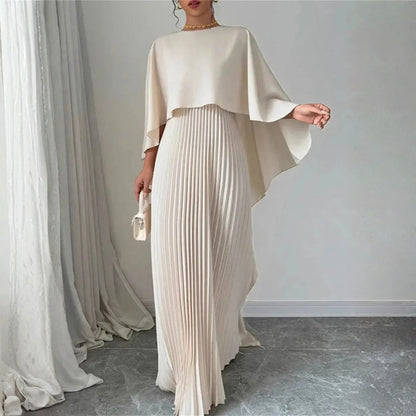 Damen Hochzeitsgast Maxikleid Gefaltetes Cape Kleid - Norvielle