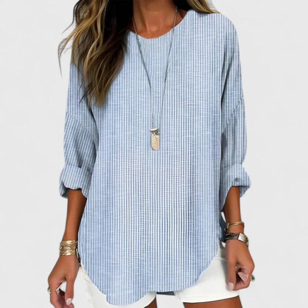 Damen Bluse Shorts Gestreift Locker Geschnitten - Norvielle