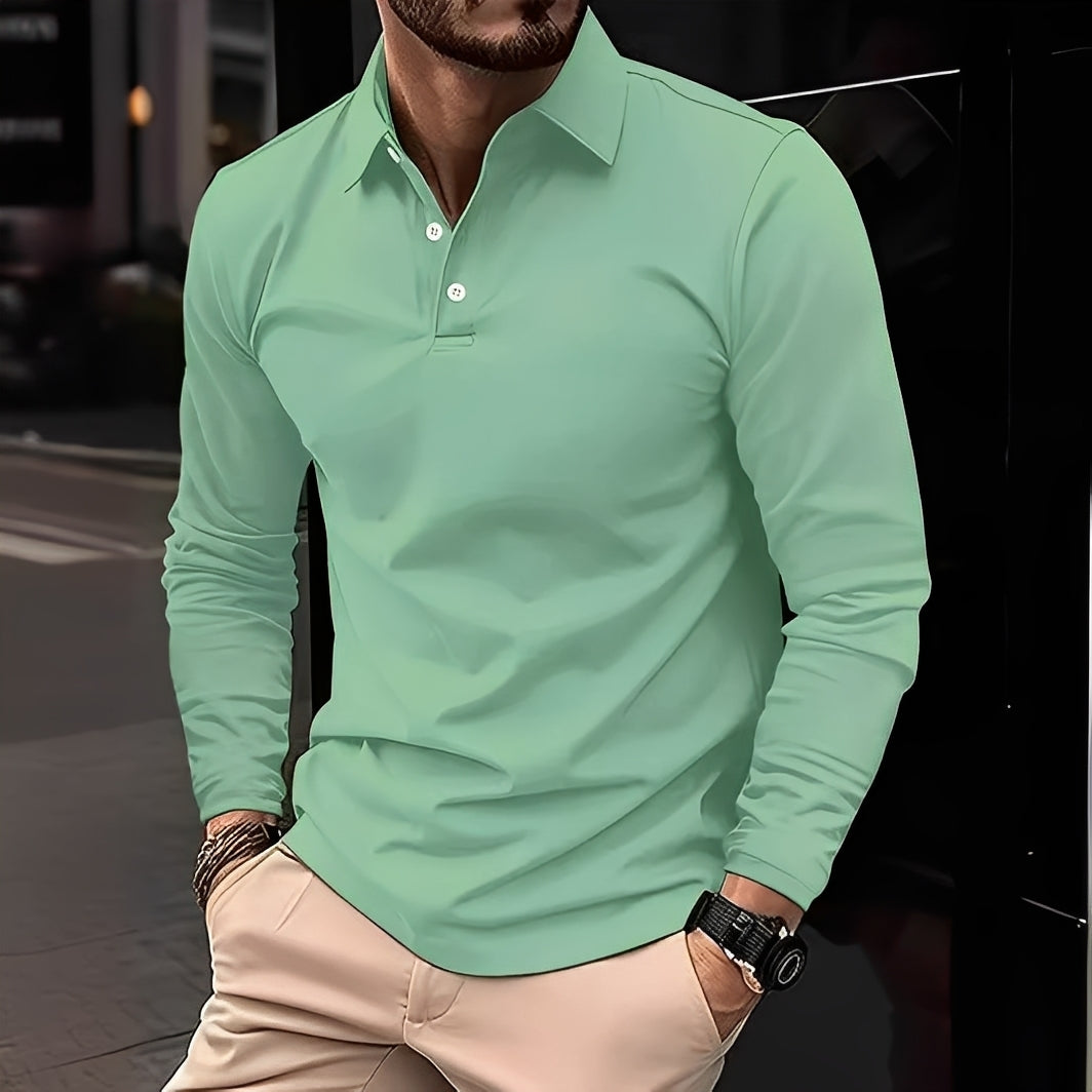 Deacon Herren Langarm-Poloshirt Bequem