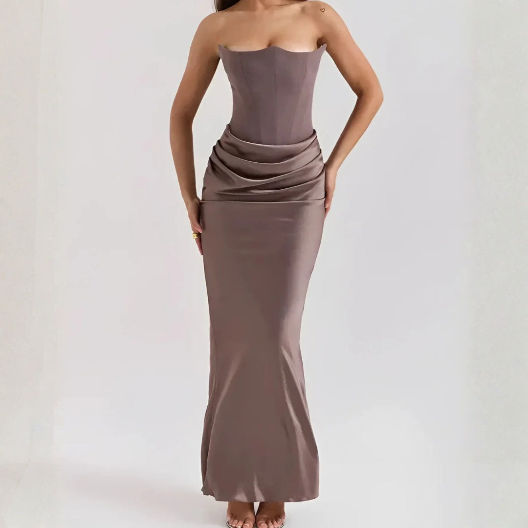 Damen Maxikleid Hochzeitsgast Drapiertes Abendkleid - Norvielle