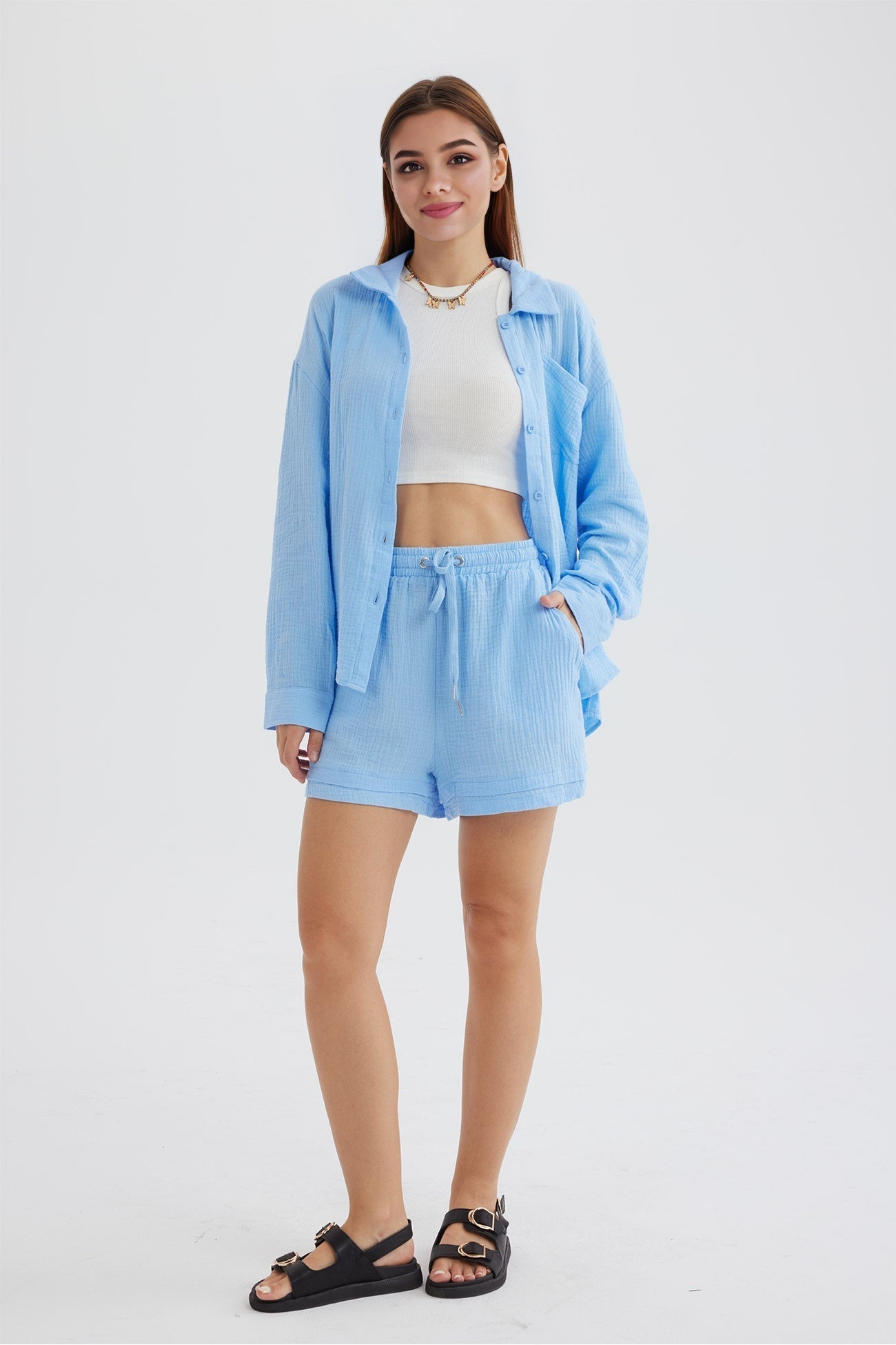 Norvielle Damen Langarmshirt und Shorts Siena