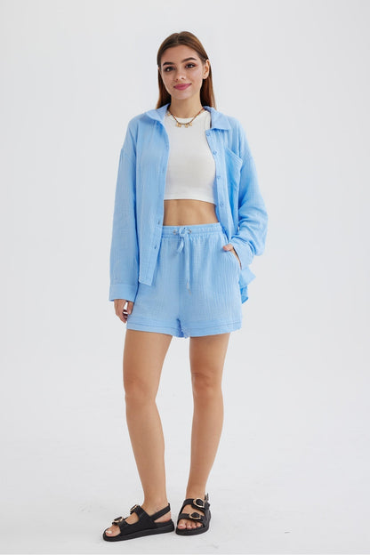 Norvielle Damen Langarmshirt und Shorts Siena