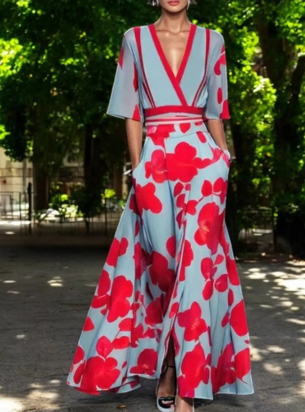 Norvielle Damen Maxi-Kleid Farbenfroh - Norvielle