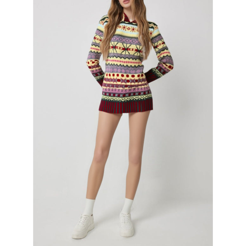 Norweger Strickpullover Damen Mini