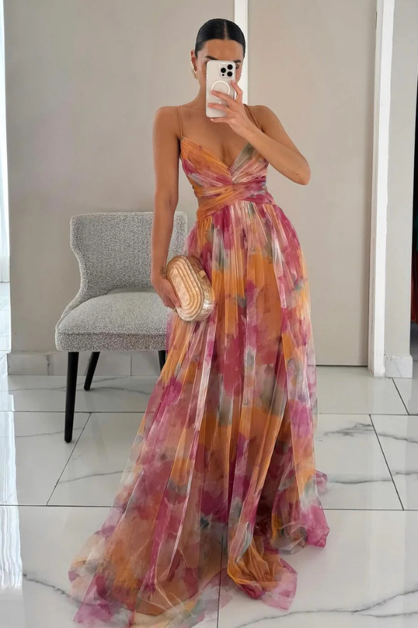 Damen Maxi-Kleid Faltenrock - Norvielle