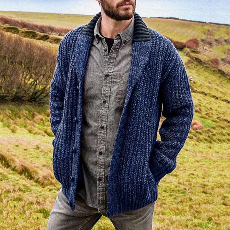 Herren Strickjacke Großgestrickt Komfortabel Beige - Norvielle