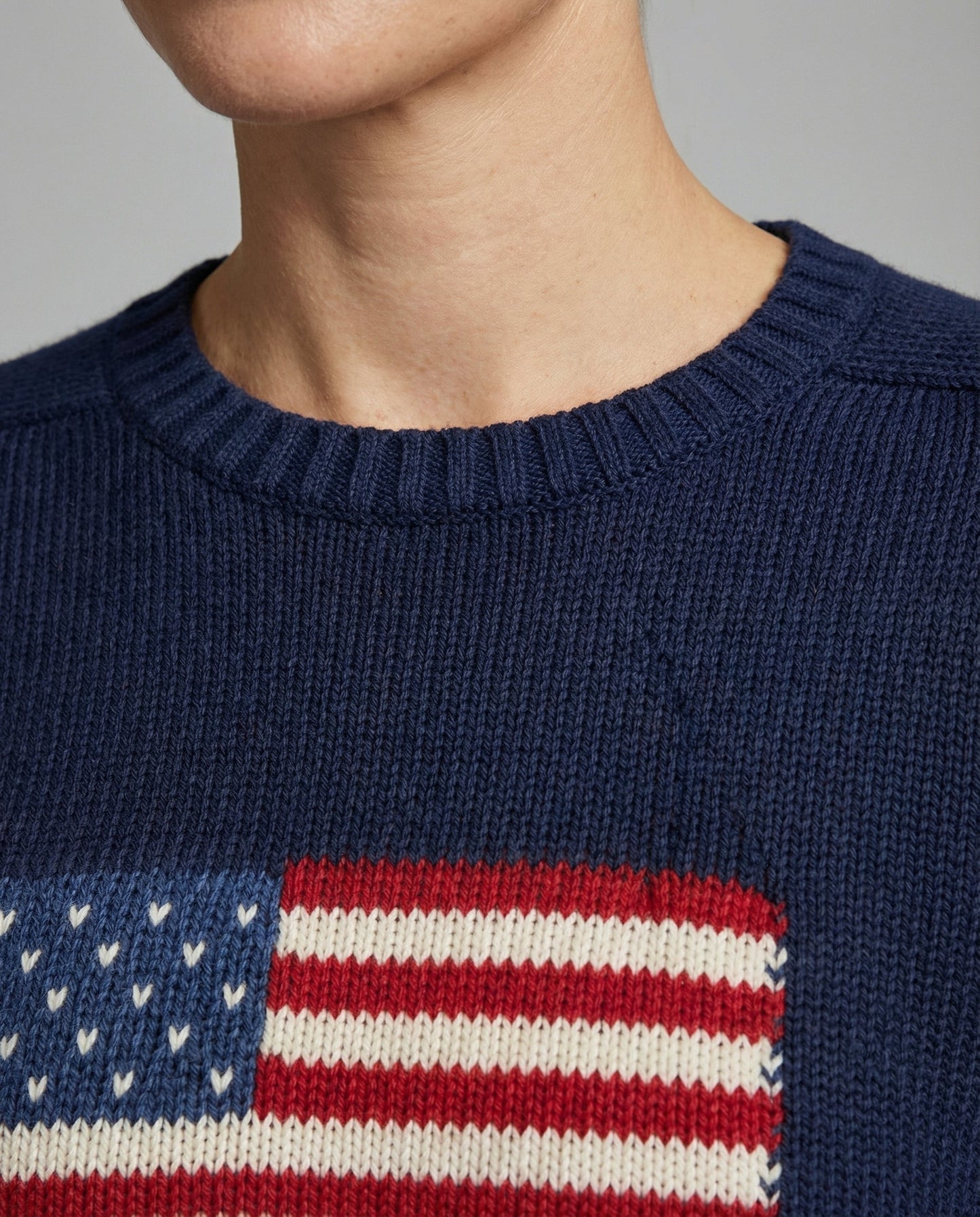 Strickpullover Damen Amerikanische Flagge Baumwolle Rot Weiß