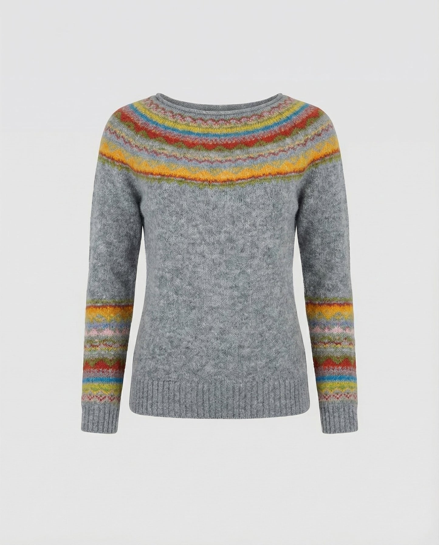 Norvielle Damen Langarmpullover Retro-Print Baumwolle