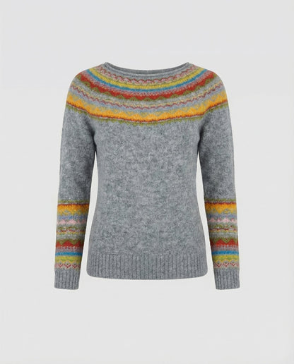 Retro Print Damen Langarm-Pullover