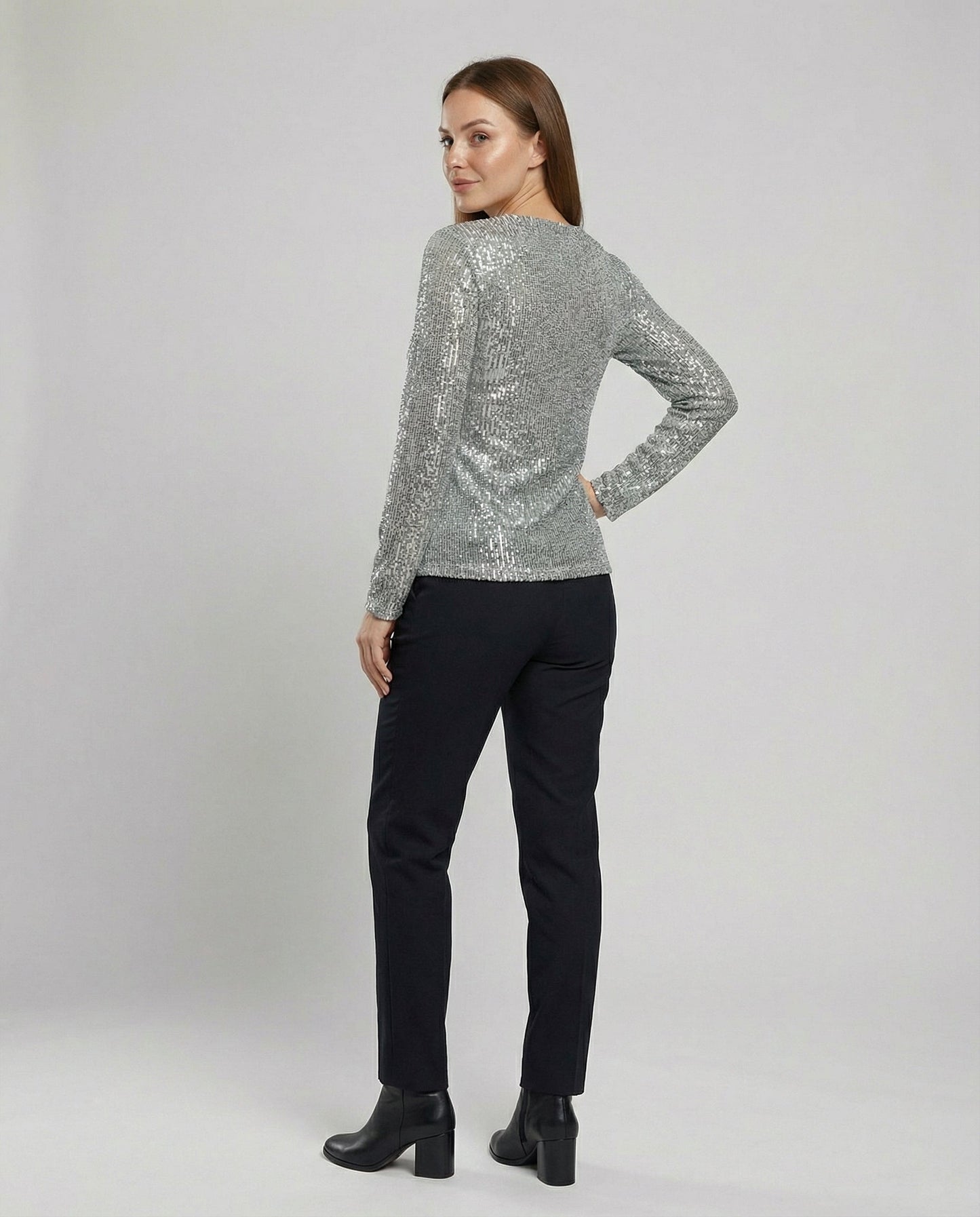 Damen Pullover V-Ausschnitt Glänzend