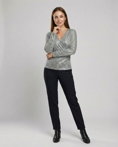 Damen Pullover V-Ausschnitt Glänzend