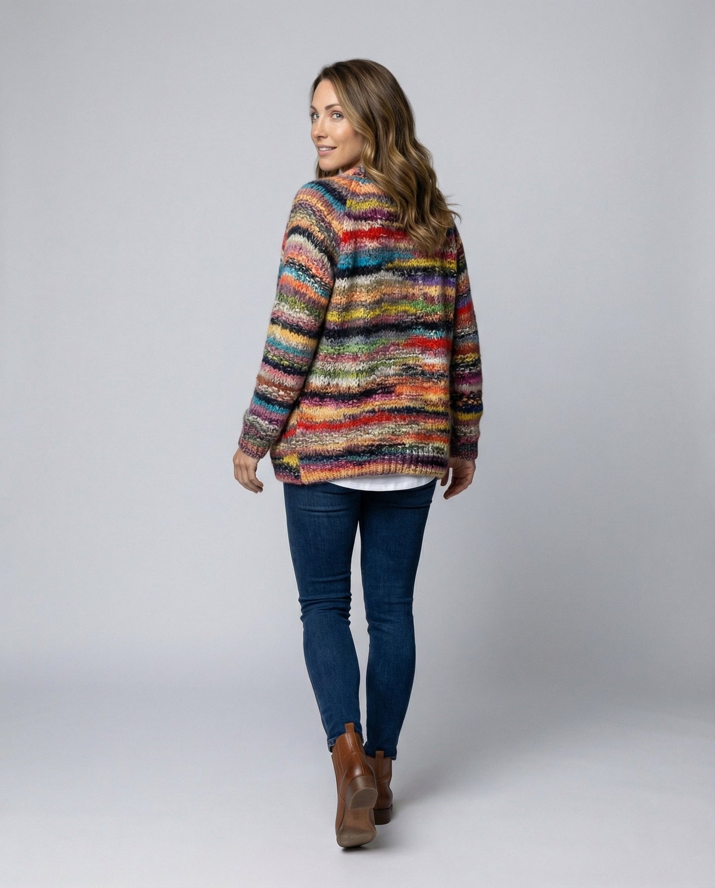 Damen Strickjacke Bunt Gestreift