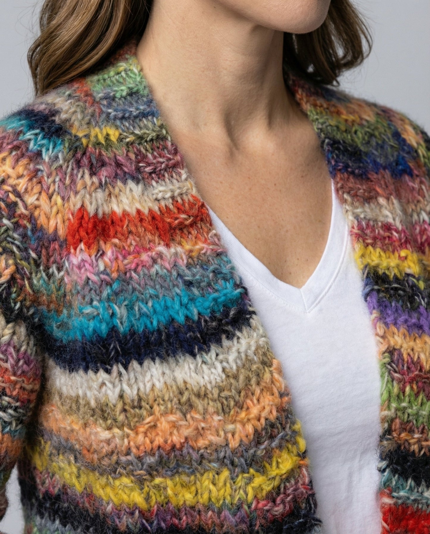 Damen Strickjacke Bunt Gestreift