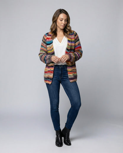 Damen Strickjacke Bunt Gestreift