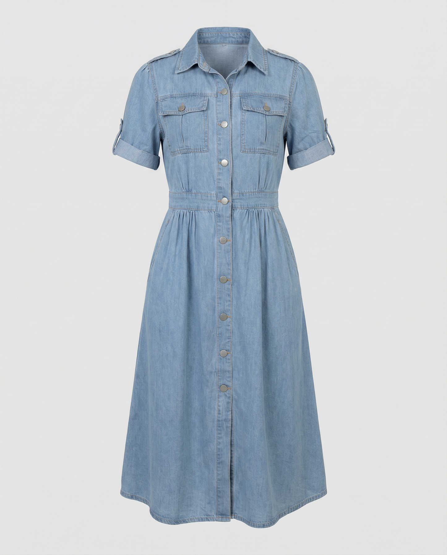 Norvielle Damen Denim Kleid Trendy