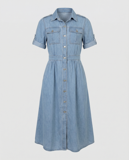 Norvielle Damen Denim Kleid Trendy