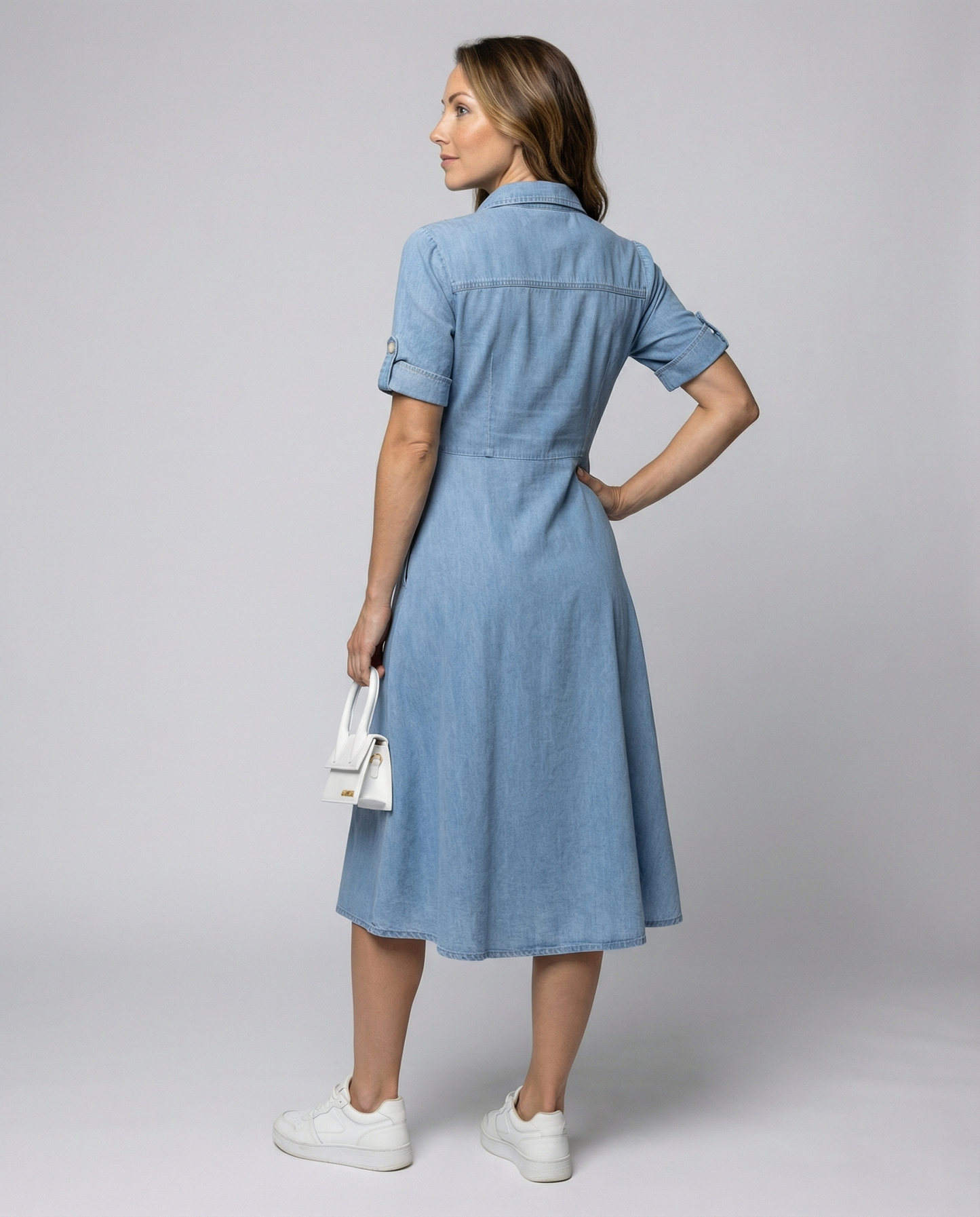 Norvielle Damen Denim Kleid Trendy