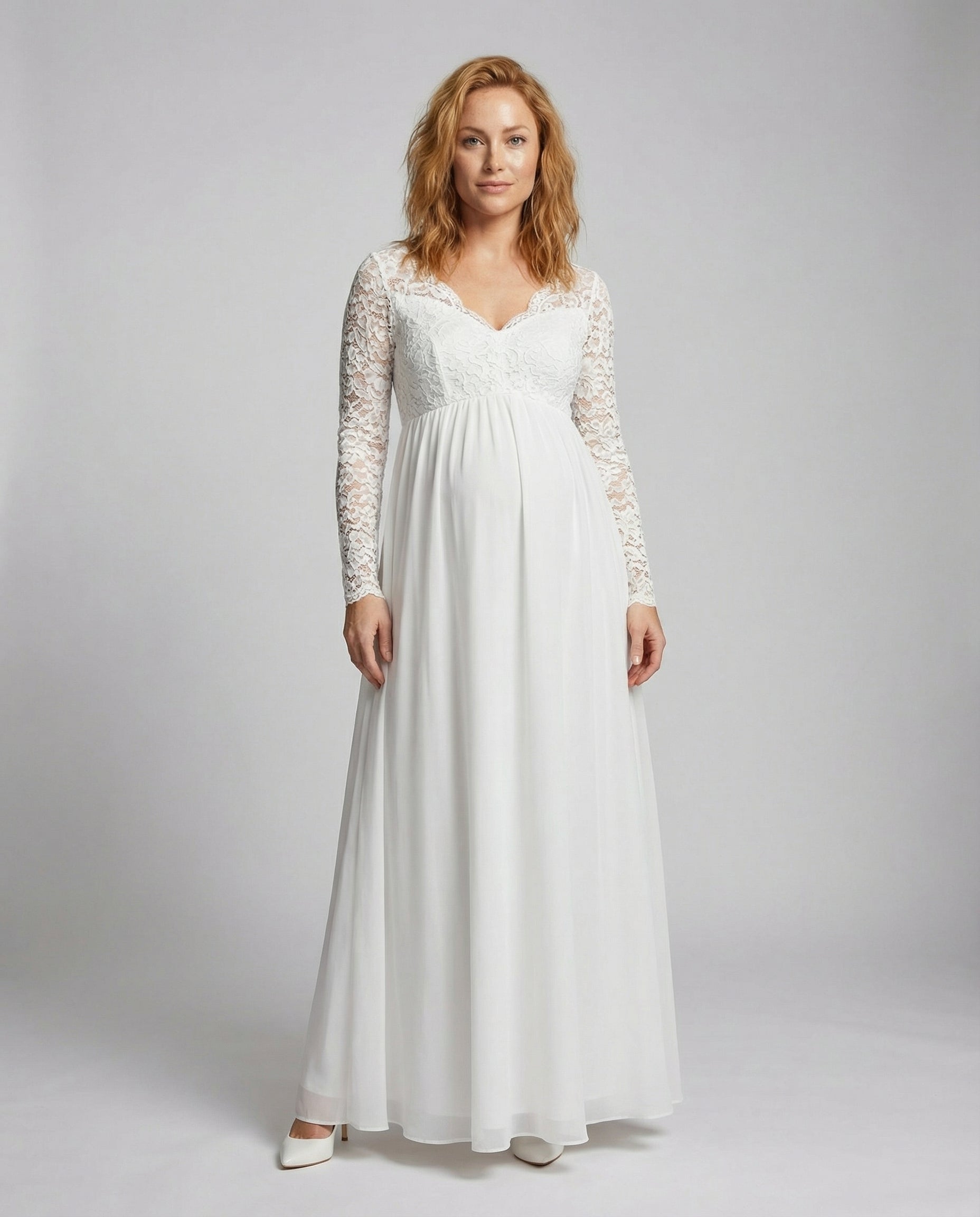 Schwangere Maxikleid Spitze Elegant Schwarz - Norvielle