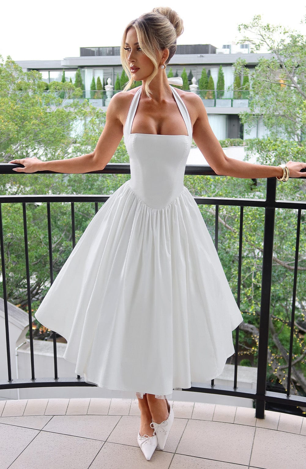 Damen Halterkleid Midi Länge für Hochzeitsgäste - Norvielle