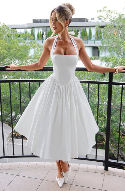 Damen Halterkleid Midi Länge für Hochzeitsgäste - Norvielle